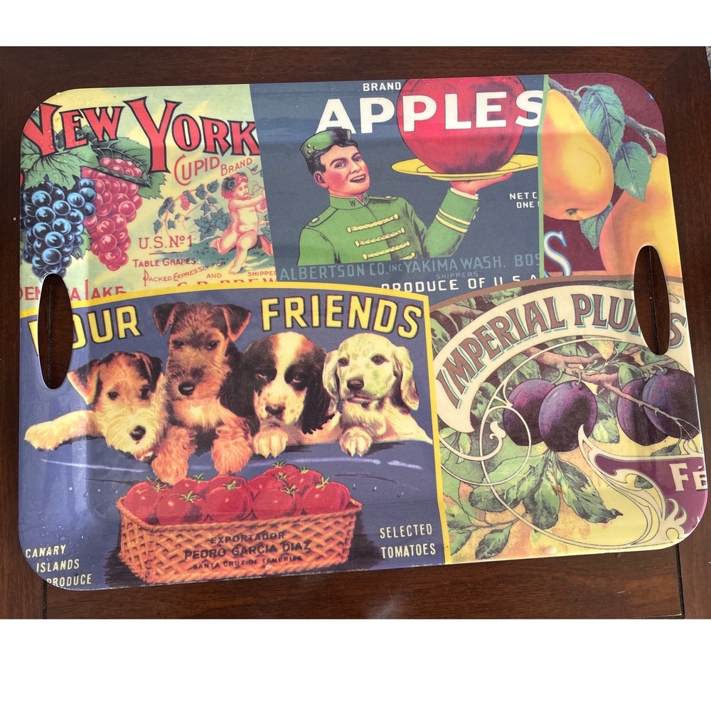 Sakura Vintage Retro Vintage Labels Collection Melamine Serving Tray Rectangular